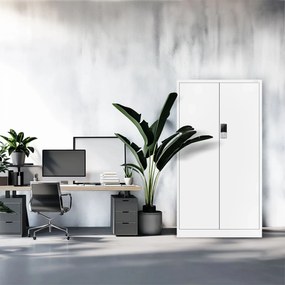 Szafa biurowa na akta otwierana na szyfr 90x40x185 cm Daniel biała