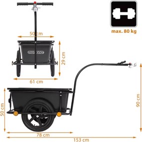 Przyczepa rowerowa TERY, 90l, 61x153x90cm, czarna Monzana