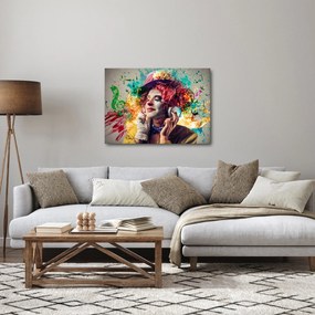 Obraz - Artystka ze słuchawkami (70x50 cm)