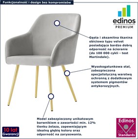 Zestaw 4 szarych krzeseł tapicerowanych welurem - Terviso 3X