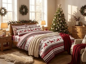 PrzytulneMieszkanie.pl PrzytulneMieszkanie.pl Pościel z mikrofibry  JELEŃ I PŁATEK czerwona