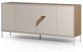 Kremowo-naturalna komoda w dekorze dębu 180x80x40 cm Lilou – Marckeric