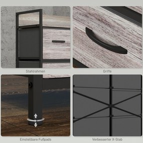 Komoda HOMCOM z tkaniny, 6 składanych szuflad, półka, rama stalowa, 79 x 29 x 85, Szary