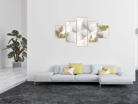 Obraz - 3D koła z kwiatami (125x70 cm)