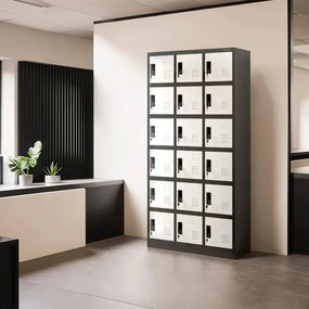 Szafa skrytkowa zamykana na klucz Karol 90x40x185 cm antracyt/biały