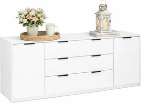 Długa biała komoda z szufladami połysk E9-G23