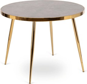 Szklany stół w stylu glamour Tinga 100 cm, szary marmur/złoty