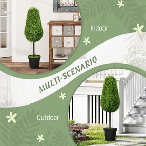 HOMCOM Zestaw 2 Sztucznych Roślin Bukszpanowych 90 cm w Kształcie Łez, Sztuczne Rośliny w Donicy - Nowoczesna Dekoracja