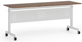 Mobilny stół PRIMO MOBI, 180x60 cm, biała podstawa, orzech