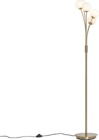 Nowoczesna lampa stojąca złota z opalowym szkłem 5-świateł - Athens