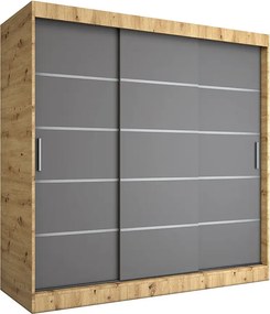 Szafa przesuwna dąb artisan + antracyt 200 cm L7-L80
