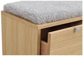 Szaro-naturalna szafka na buty w dekorze dębu z siedziskiem Confetti – Rowico