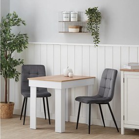 Stół jadalniany 90x73x60 cm dąb biały welur szary