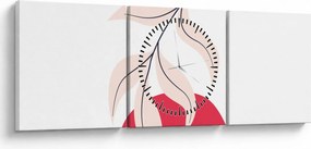 Obraz - Różowa abstrakcja kwiatowa N⁰2 (z zegarem) (90x30 cm)