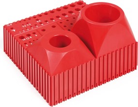Pudełko plastikowe do przechowywania kluczy sześciokątnych 2-10 mm, moduł 5x5, 8 gniazd, kolor czerwony