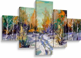 Obraz - Zaśnieżona ścieżka przez las, obraz olejny (125x70 cm)