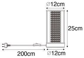 Orientalna lampa stołowa biała z rattanu 12 cm - Akira Retro Oswietlenie wewnetrzne