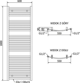 Mexen Helios grzejnik elektryczny 1800 x 600 mm, 900 W, czarny - W103-1800-600-2900-70
