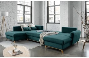 Turkusowa rozkładana sofa w kształcie litery "U" Miuform Scandic Lagom, lewostronna