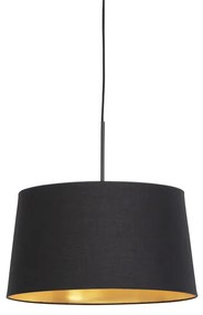 Lampa wisząca klosz bawełniany czarno-złoty 40cm - Combi klasyczny/Antyczny Oswietlenie wewnetrzne