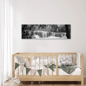 Obraz - Czarno-biały wodospad (170x50 cm)