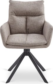 Krzesło Tapicerowane Obrotowe do Salonu PAUL Jasnobrązowe Nowoczesne