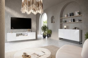 Szafka RTV wisząca Asha 167 cm z szufladą - biały połysk