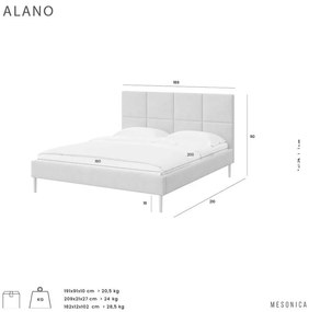 Zielone tapicerowane łóżko dwuosobowe ze stelażem 180x200 cm Alano – MESONICA