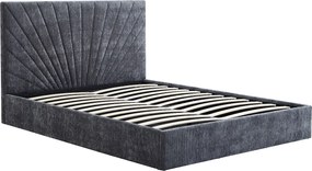 Łóżko ze skrzynią  180 x 200 cm - Tkanina teksturowana – Antracytowy szary - RIBIOLA