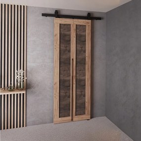 Drzwi Przesuwne QUDIO M1 Dąb Craft Złoty + Jesion Ciemny 60