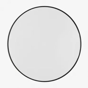 Okrągłe Lustro Ścienne Ø60 Cm W Aluminium Oreste Czarna - Sklum