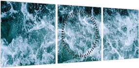 Obraz - Fale oceanu (z zegarem) (90x30 cm)