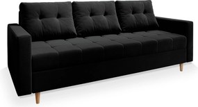 Masseno Sofa MILO z funkcją spania i pojemnikiem na pościel, Rozkładana sofa - Czarny, KRONOS 07