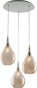 Zawieszenie Pluvia Iron z bursztynowym szkłem pyreksowym 3 lampy 141 Ø50 BL264-S3-AM