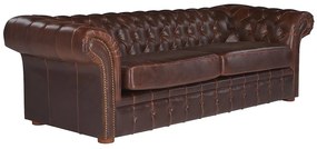 Kanapa 3-osobowa typu chesterfield z postarzanej skóry CLOTAIRE