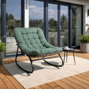 Fotel Bujany Ogrodowy AURORA na Płozach Zielony Nowoczesny