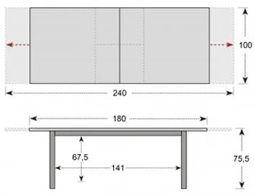 LIVORNO - składany stół ogrodowy 180/240 x 100 x 75,5 cm