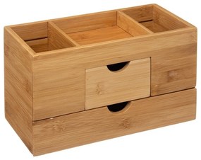 Organizer na biurko bambusowy, 2 szufladki, 24x12x14 cm