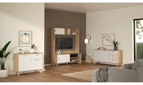 Biało-naturalna komoda w dekorze dębu 99x73x39 cm Ikast – Tvilum