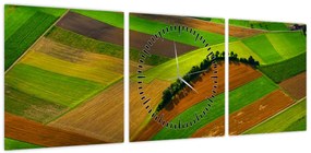 Obraz - Pola, łąki (z zegarem) (90x30 cm)
