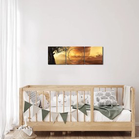 Obraz pomarańczowych chmur (z zegarem) (90x30 cm)