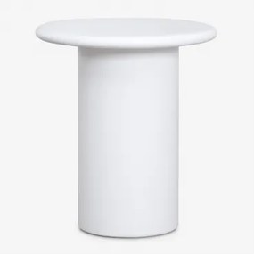 Stolik Pomocniczy Ogrodowy Okrągły Ø45 Cm Z Cementu Namara Biała - Sklum