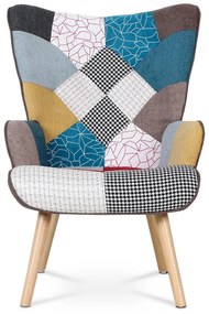 Fotel z podnóżkiem PW2, patchwork
