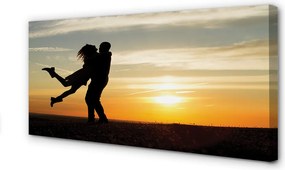 Duży obraz na płótnie Ludzie i Chmury o Zachodzie