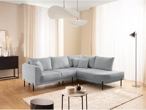 Jasnoszary narożnik z tkaniny szenilowej (prawostronny/w kształcie litery L) Mauris – Ropez