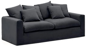 Antracytowa lniana sofa 240 cm Nora – Kave Home