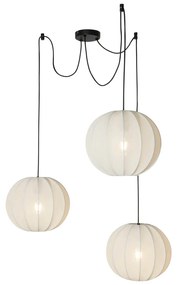 Designerska lampa wisząca biała jedwab 30 cm 3-światła - PluDesignerski Oswietlenie wewnetrzne