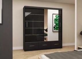 Szafa Lorenza 200 cm – nowoczesna szafa przesuwna z lustrem, 3 kolory mat i 2 połysk