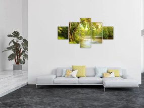 Obraz - Wierzba nad jeziorem, obraz olejny (125x70 cm)