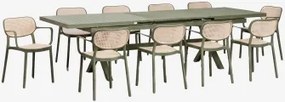 Zestaw Stołu Prostokątnego 240-300x100 Cm Rozkładanego Karena Oraz 10 Sztaplowanych Krzeseł Ogrodowych Z - Sklum